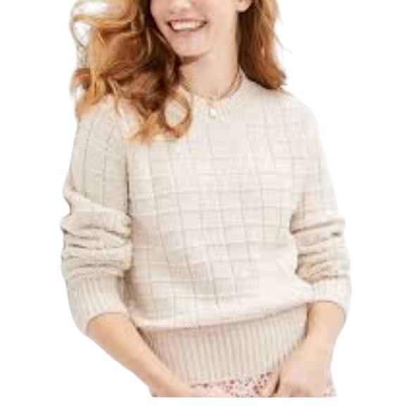 American Eagle waffle crewneck sweater cream size medium - Picture 1 of 10